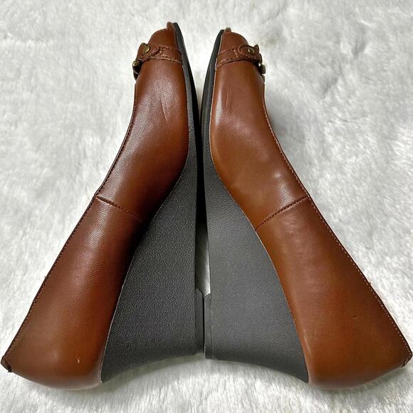 IOB Chaps Pamona Open Toe Slip On Wedges Tan Women’s 6.5B - Picture 3 of 11
